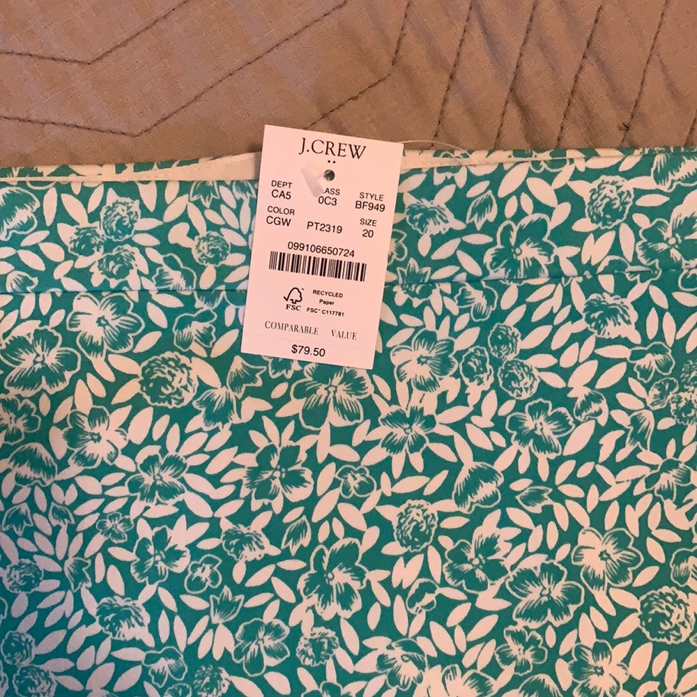 Jcrew Factory, Sateen pencil skirt, Chrome green and white